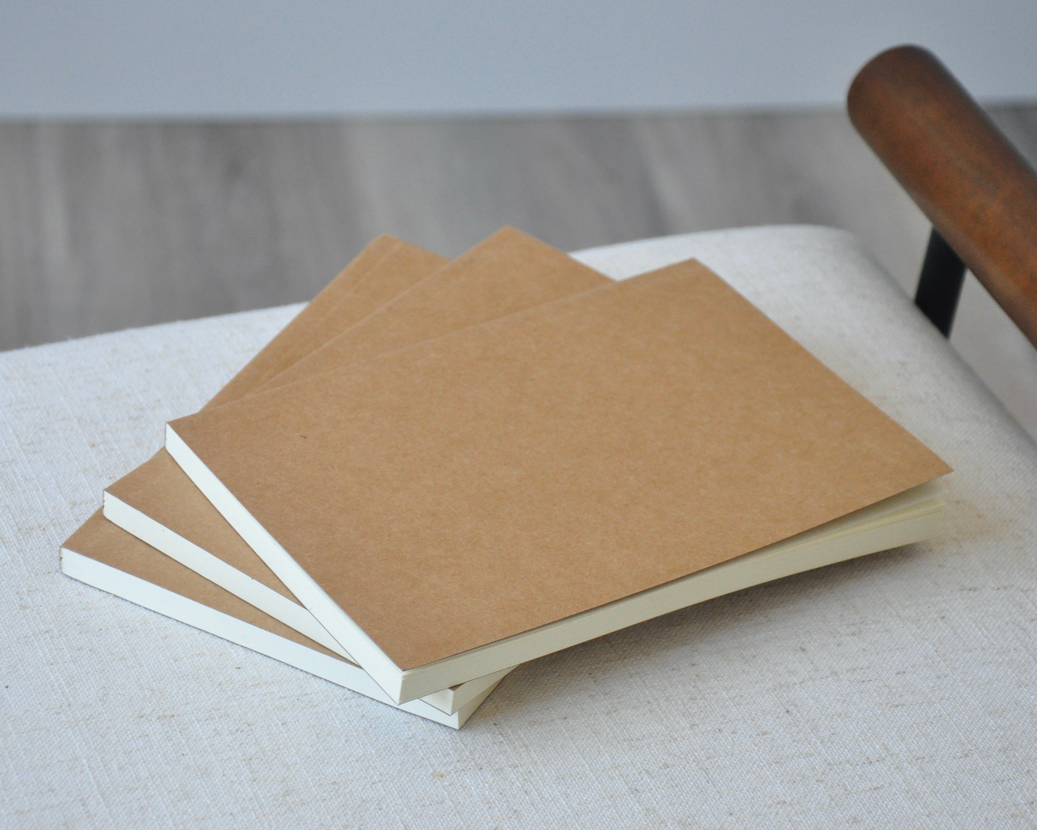 A5 journal with off-white, lined pages for leather notebook refill