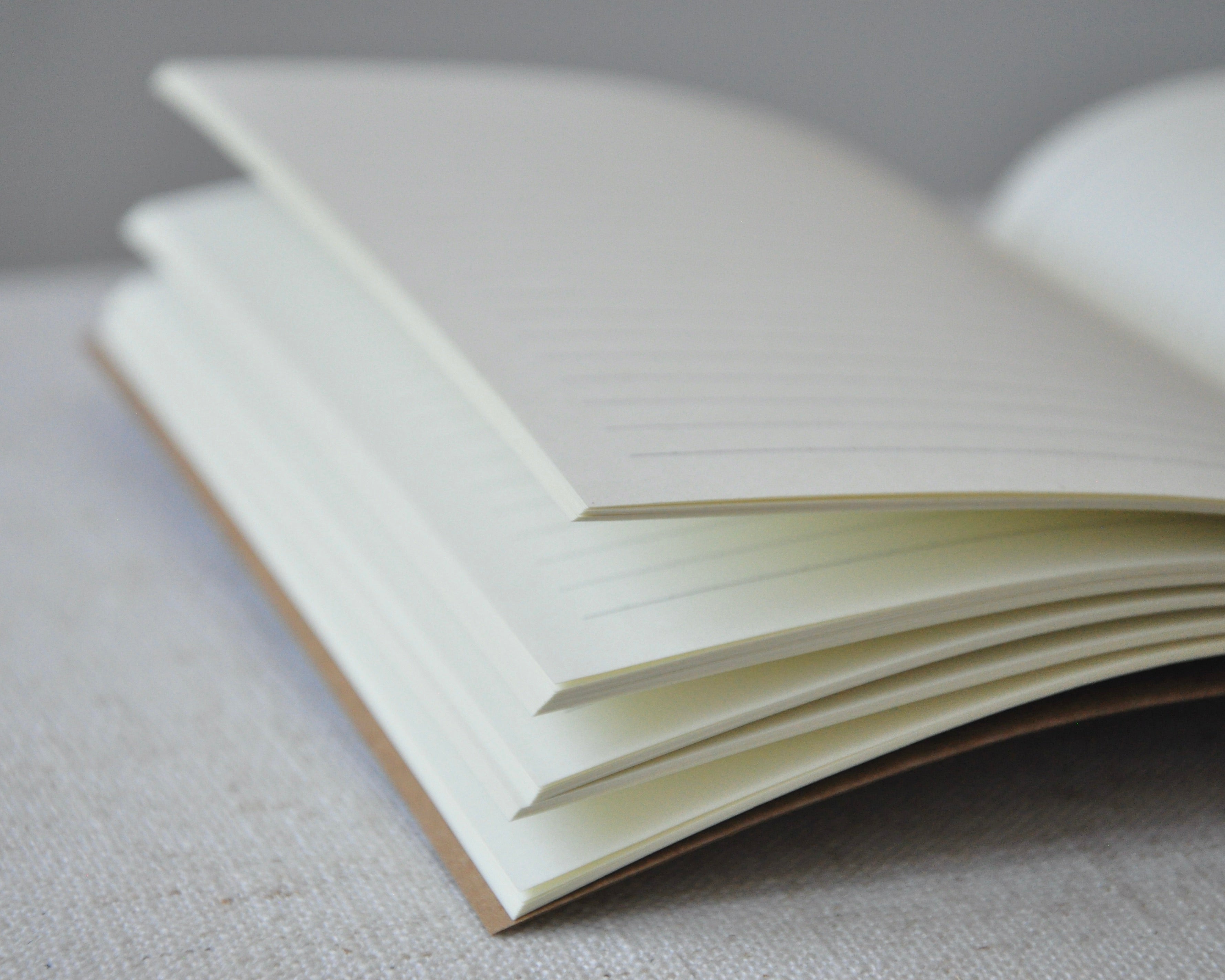 A5 journal with off-white, lined pages for leather notebook refill