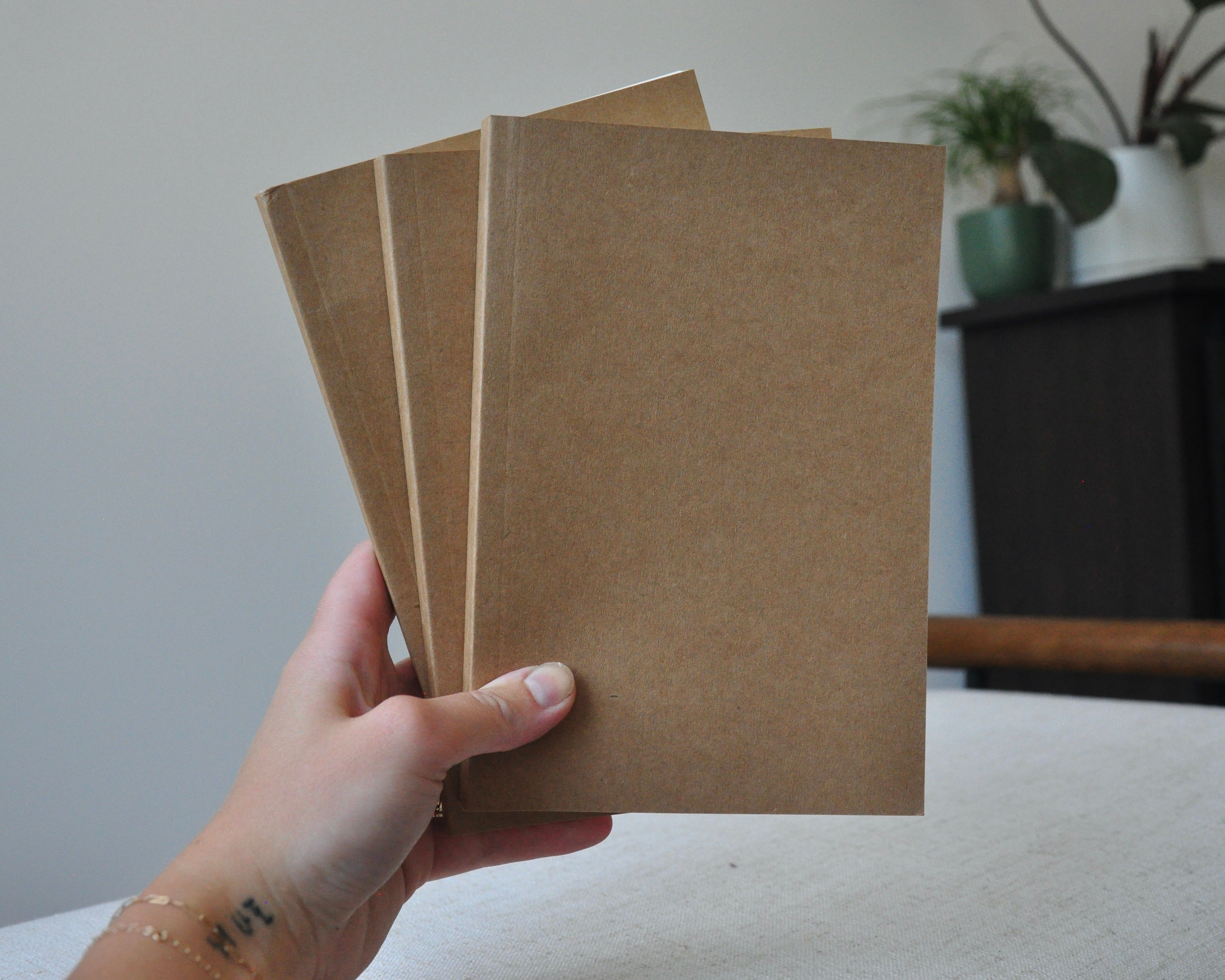 A5 journal with off-white, lined pages for leather notebook refill